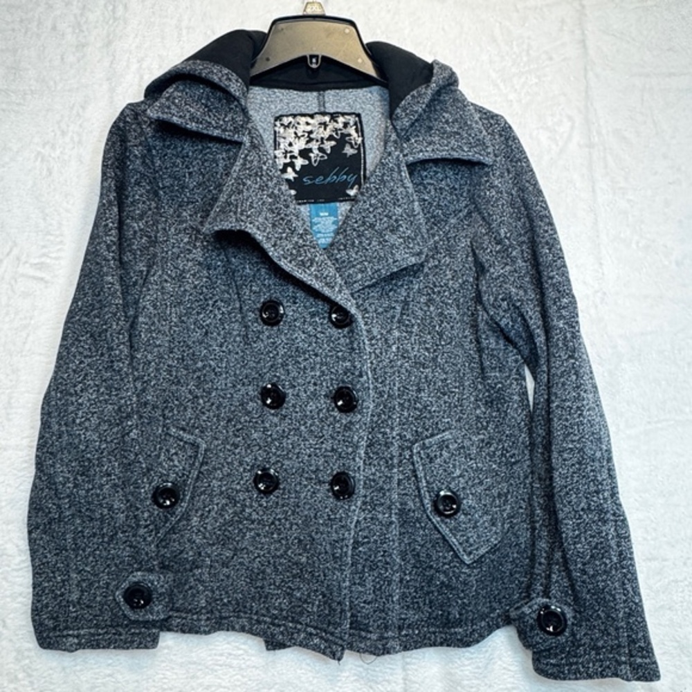 Sebby Peacoat Womens Size Medium Grey Heathered Polycotton Short Fall